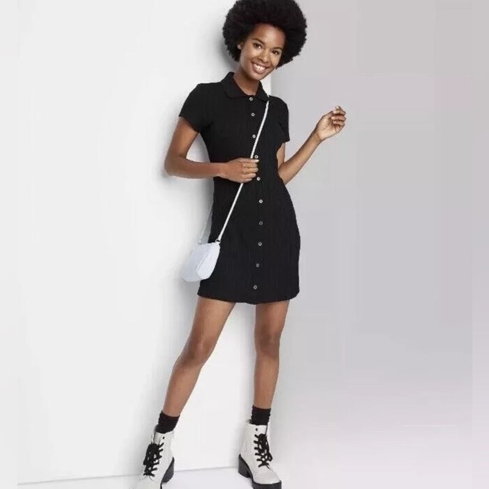 Women's Short Sleeve Bodycon Polo Dress - Wild Fable Black - Picture 3 of 14